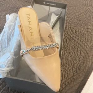 Pink Tahari flat mules